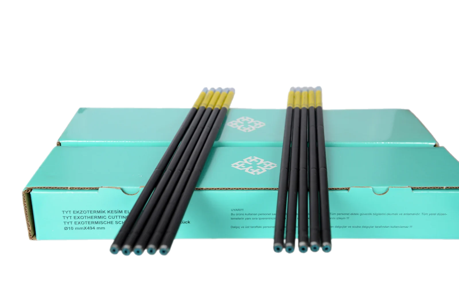 TYT exothermic cutting electrodes in turquoise boxes