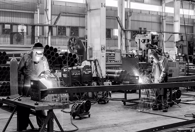 Welder in the custom fabrication workshop
